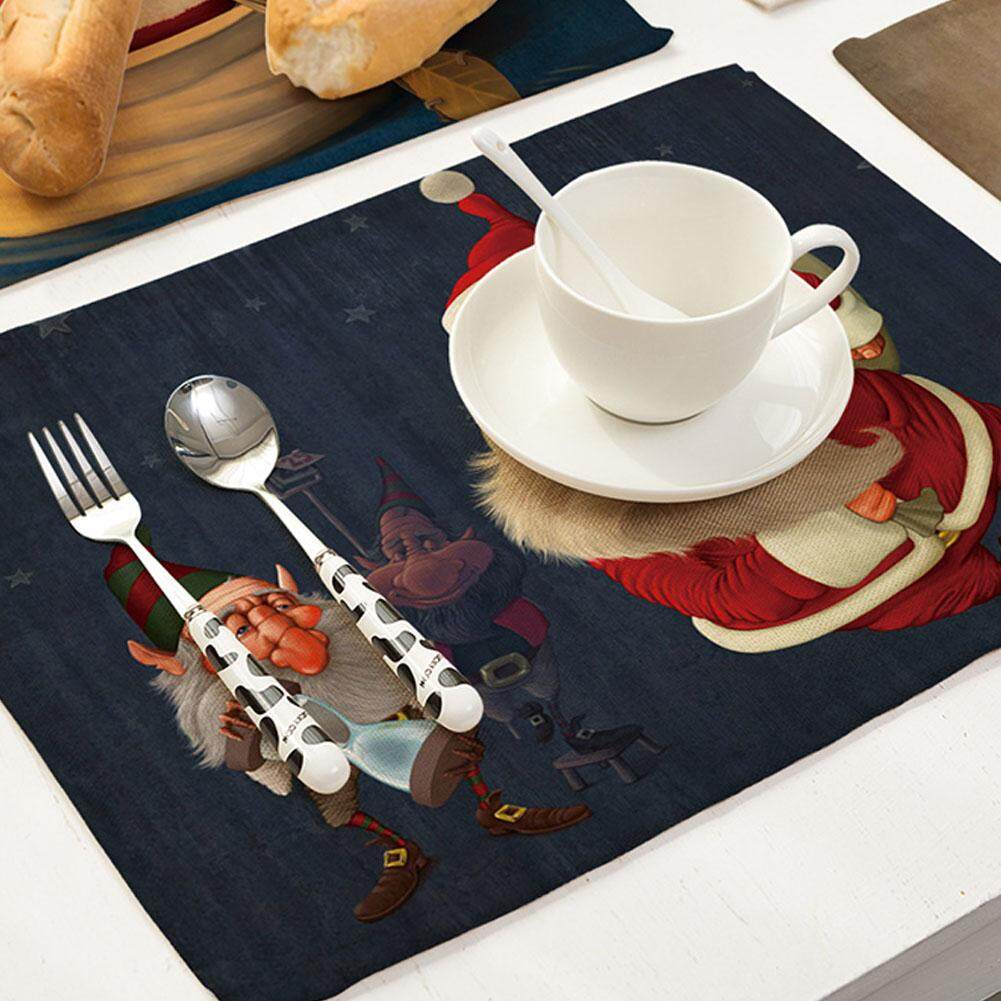 DIÊN QUÂN Santa Điều Khoản Hoa Văn Bàn Ăn Placemats Vải Bông Cách Nhiệt Placemat Chống bỏng nước Bàn Thảm Trang Trí