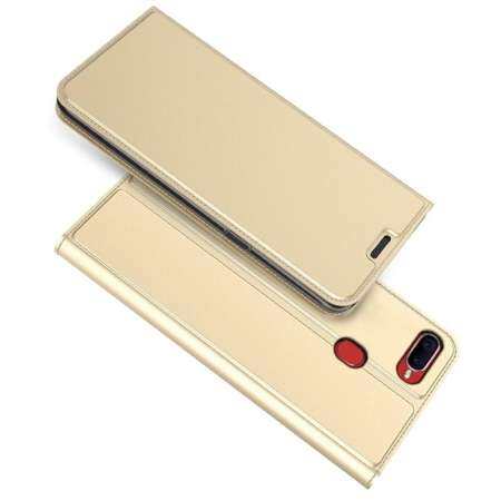 เหมาะสำหรับสำหรับ OPPO F9 หนัง PU Ultra บางพลิกฝาครอบพร้อมช่องเสียบบัตรและขาตั้ง