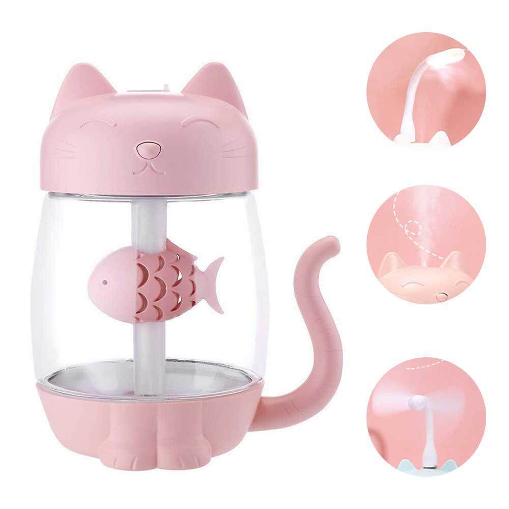 BuyInBulk 3 In 1 USB Cat Air Humidifier, Creative Cool Mist USB 3 in 1