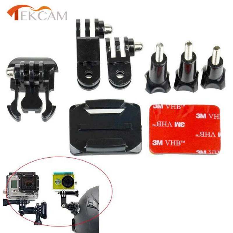 Tekcam Permukaan Helm Lengkung Perekat Sisi Mount Set Aksesori Untuk GoPro 5 4 3 Xiaomi Yi 2 4 K Yi 4 K Plus SJCAM SJ4000 SJ5000 Eken H8r H9 H9r Kamera Aksi Aksesoris