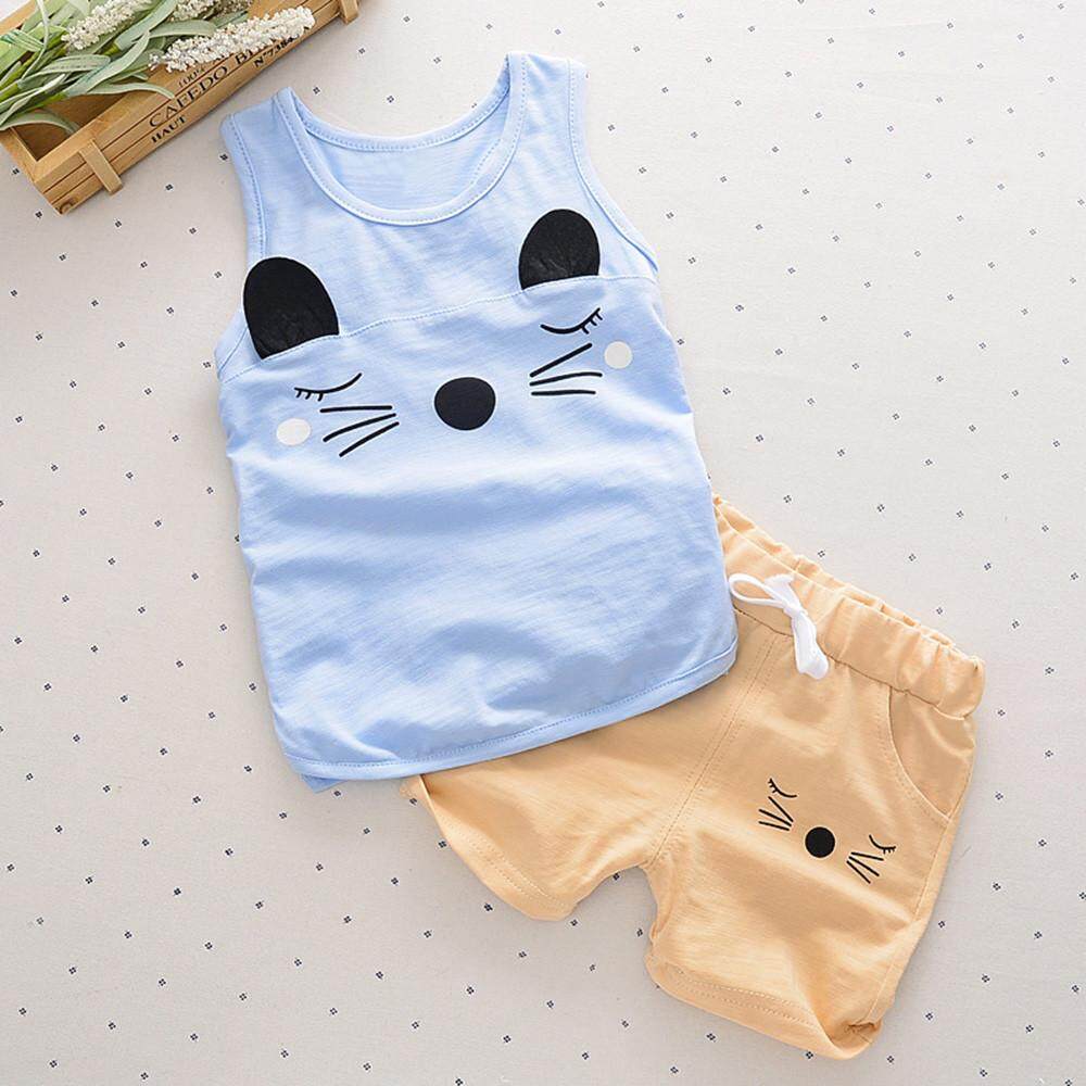 Myapple 2Pcs Infant Baby Boys Girls Eyes Print Tops Vest+Shorts Outfits Clothes Set