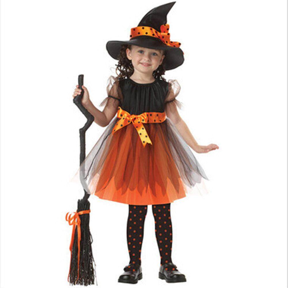 Toddler Kids Baby Girls Halloween Clothes Costume Dress Party Dresses+Hat Outfit