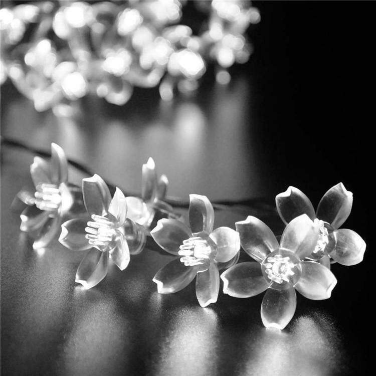 2PCS 30 LED Blossom Flower Solar Powered Garden Fairy String Lights Outdoor Lamp # Cold white