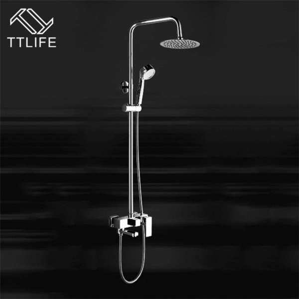 The New Bathroom Shower Set Brass Chrome Wall Mounted Shower high pressure shower set B style(silver) - intl