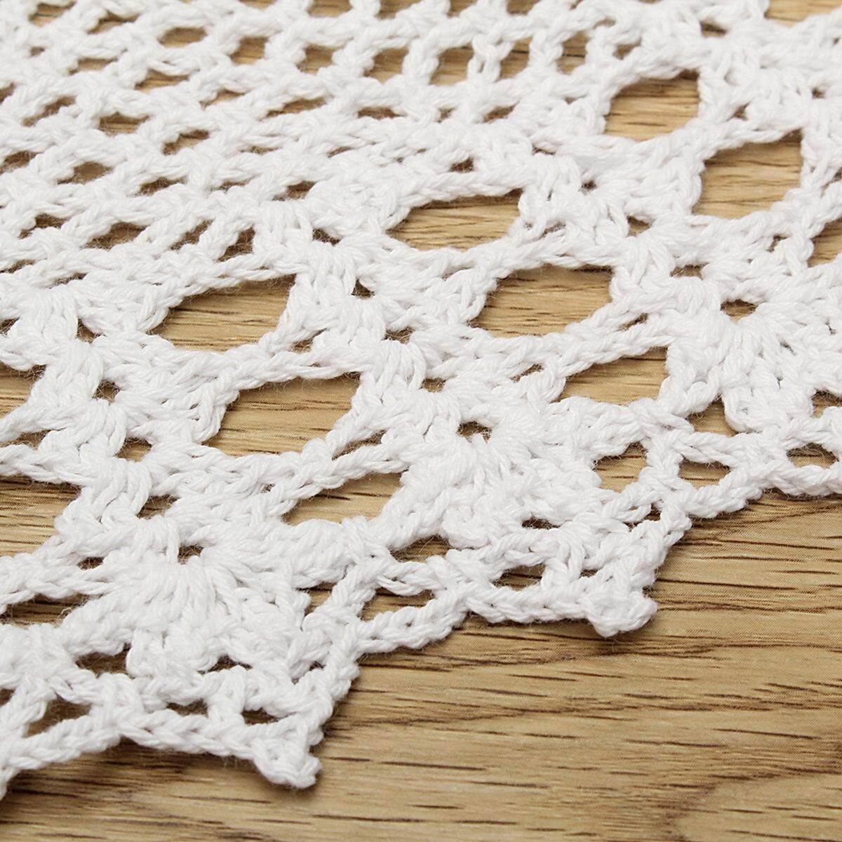 55cm Vintage Round Cotton Hand Crocheted Lace Floral Doilies Tablecloth Placemat#White