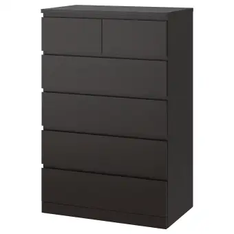 Malm Chest Of 6 Drawers Black Brown 80x124 Cm Lazada