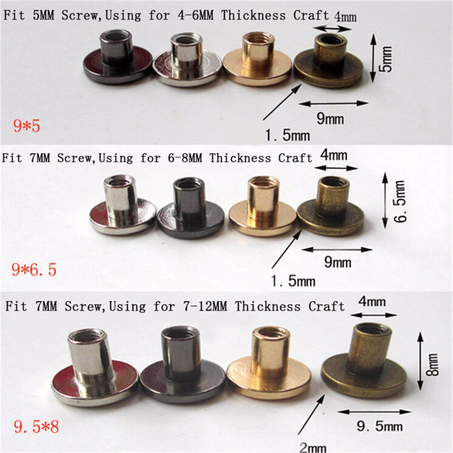 10set Flat Head Brass Solid Stud Screw Nail Rivets Leather Craft Wallet Belt DIY