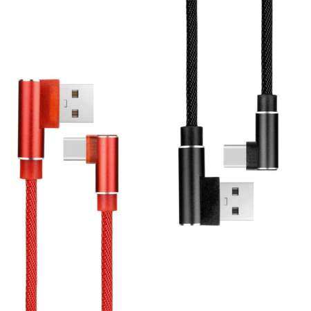 1 ชิ้นไนลอน Braided 90 องศาด้านขวา Micro USB Fast สายซิงค์ข้อมูลสายชาร์จสายชาร์จแบตเตอรี่