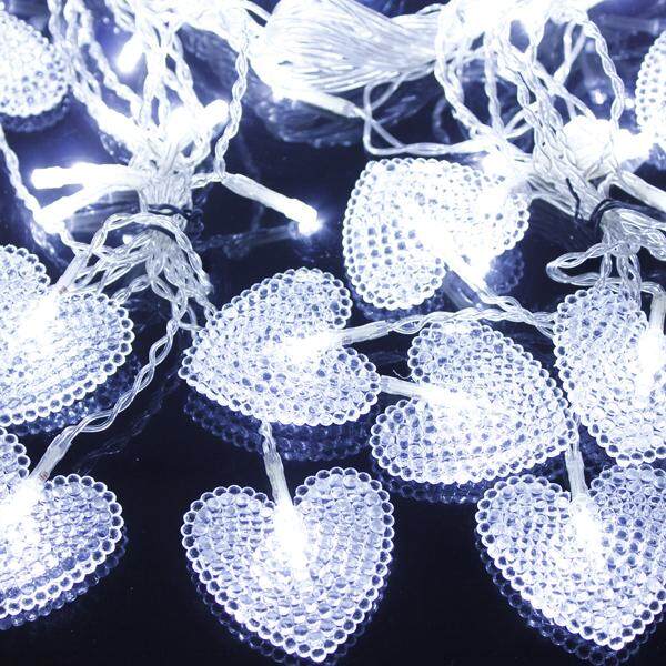 2M White 16 Hearts 104 LED String Fairy Holiday Lights For Party Xmas Wedding