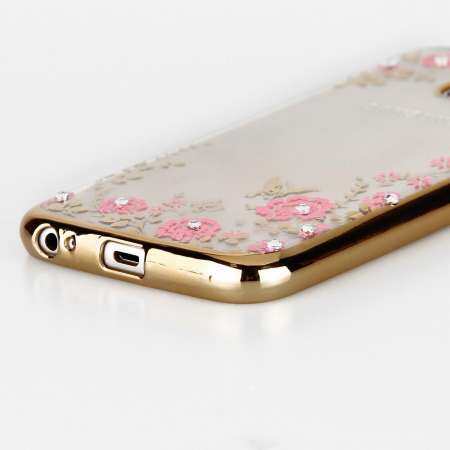 For Samsung Galaxy J4 2018 J400 Clear Soft Butterfly Floral Flower Bling Crystal Rhinestone Plating Case Cover