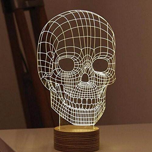 Skull Shape 3D Illusion Bulb LED Night Light USB Table Desk Energy Saving Lamp