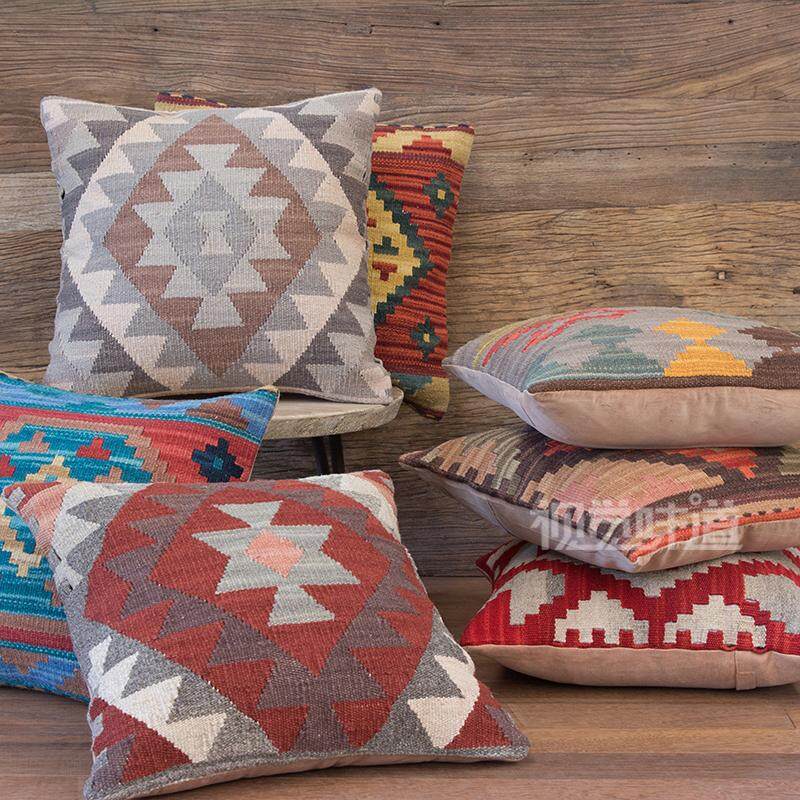 Ấn Độ Nhập Khẩu Kiểu Mỹ Làng Quê/Quốc Gia/Kilim Thủ Công Dệt Cứng Lông Cừu Gối Ôm/Đệm Tựa