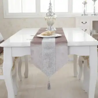 Modern Table Runner Flannel Rhinestones Marriage Runners Chirstmas Decoration Purple Golden Table Runner