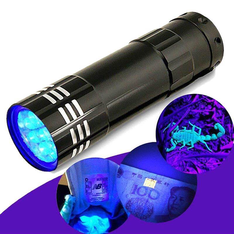 New 9LED Mini Aluminium UV Ultra Violet Pen Torch Flash light