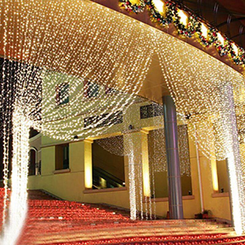 300 LED Curtain Lamp Bulb icicle Waterfall String Fairy Light Xmas Wedding 3Mx3M