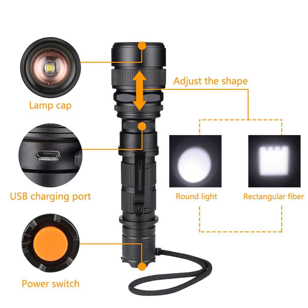 Tactical flashlight XM-L2 LED Tactical Flashlight Torch USB Charge Camping Lamp