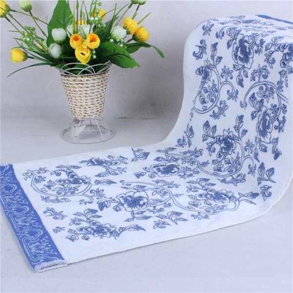 Extra Large Blue and white porcelain 100% cotton Bath Towel Sports Towel Gym Camping Towel Fast Drying Cloth - intl