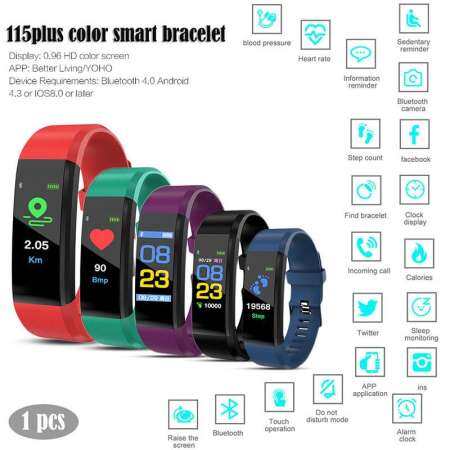 Outops บลูทูธสมาร์ทวอท์ช Heart Rate เครื่องวัดความดันโลหิต Fitness สายรัดข้อมือติดตาม
