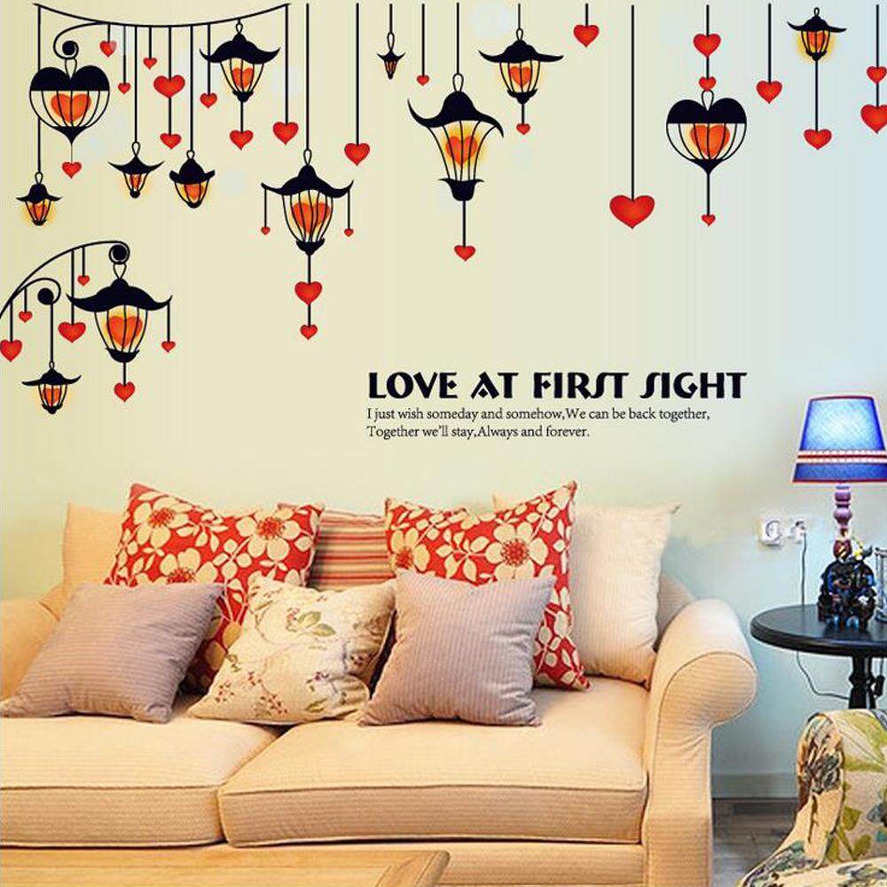 Red Heart Streetlight PVC Wall Decals DIY Home Sticker WallPaper Vinyl Wall arts Pictures Removable Murals For House Decoration Baby Living Rooms Bedroom Toilet