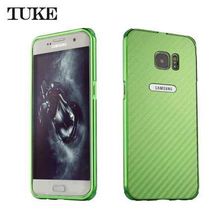 TUKE สำหรับ Samsung S7 EDGE Case โลหะอลูมิเนียมกรอบสำหรับซัมซุงกาแล็คซี่ S7 EDGE G935F SM-G935F คาร์บอนไฟเบอร์แข็งไฮบริดฝาครอบ ETUI - INTL