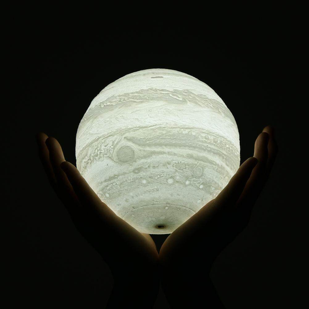 USB Rechargeable 3D Printing LED 2 Colors Touch Switch Jupiter Night Light(White)-13m