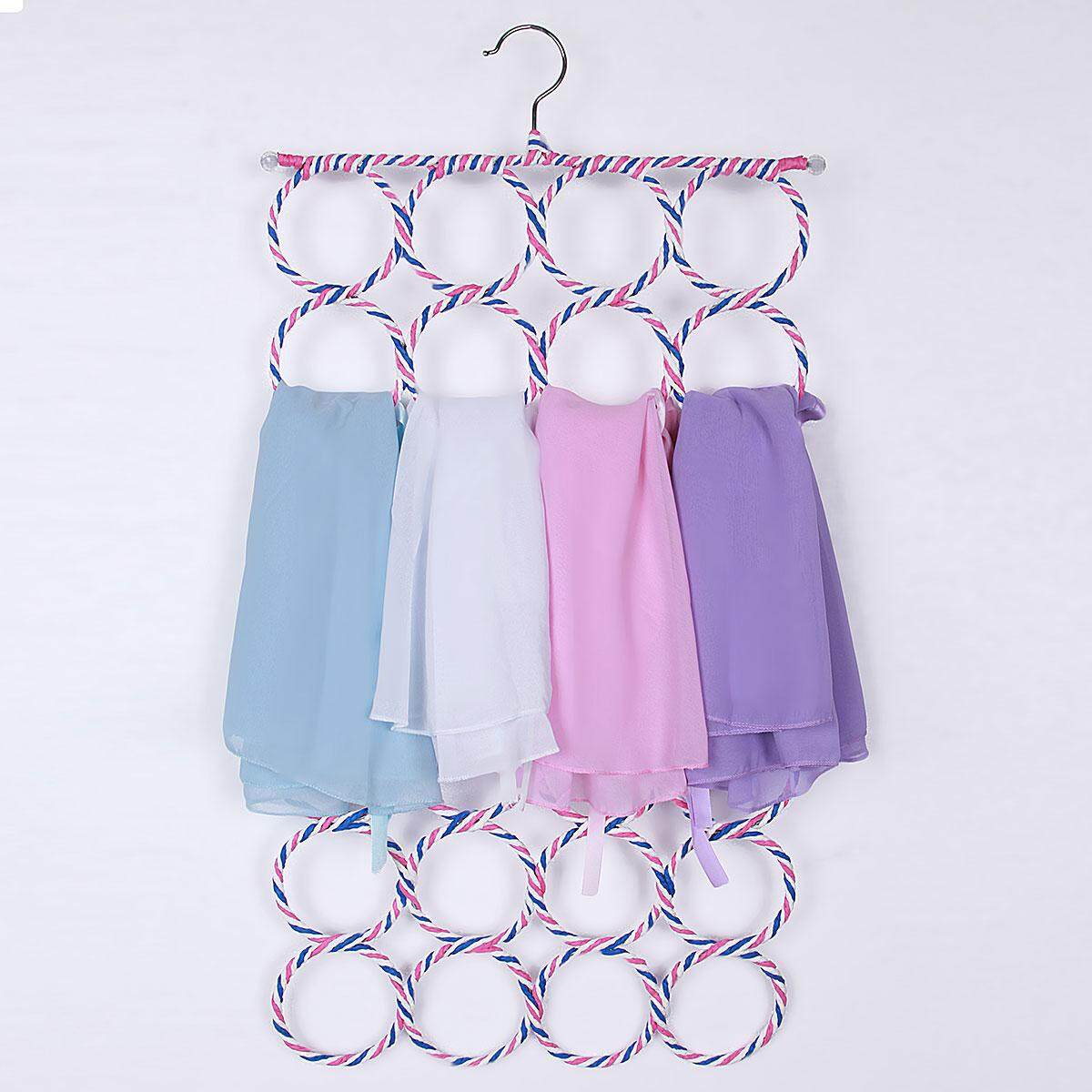 Clothes Tie Belt Shawl Scarf Hanger Holder Closet Organizer Hook 9-28 Ring Holes