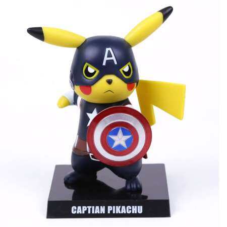 โปเกมอนโปเกมอน Pikachu Cos Deadpool สีแดง Edition หุ่นของเล่นรูปปั้น NB รายละเอียด