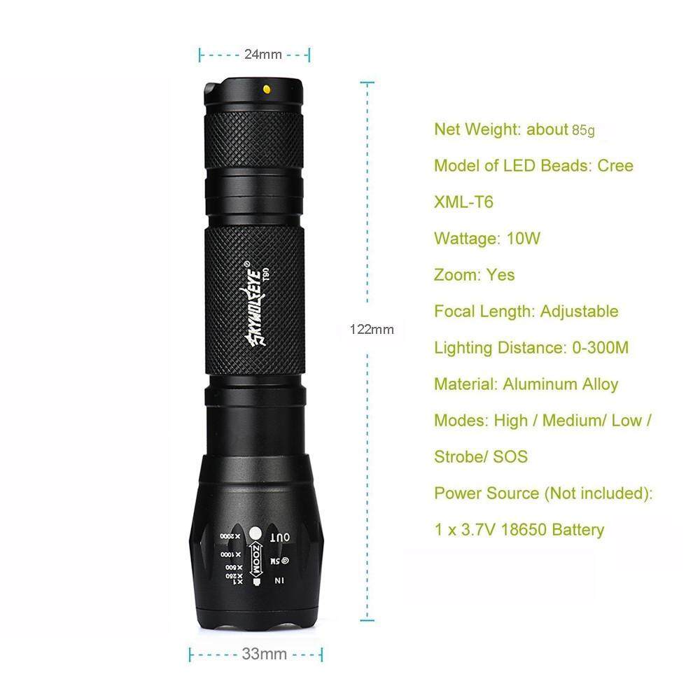 Tactical T6 Zoomable LED Flashlight X800 G700 Charger Torch Lamp