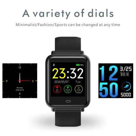 niceEshop สายรัดข้อมือเพื่อสุขภาพ Q9 จอทัชสกรีน 1.3 นิ้ว พร้อมฟังก์ชั่นติดตามอัตราการเต้นของหัวใจ/เลือด / ความดัน /การนอนหลับ  รองรับระบบ Android/IOS