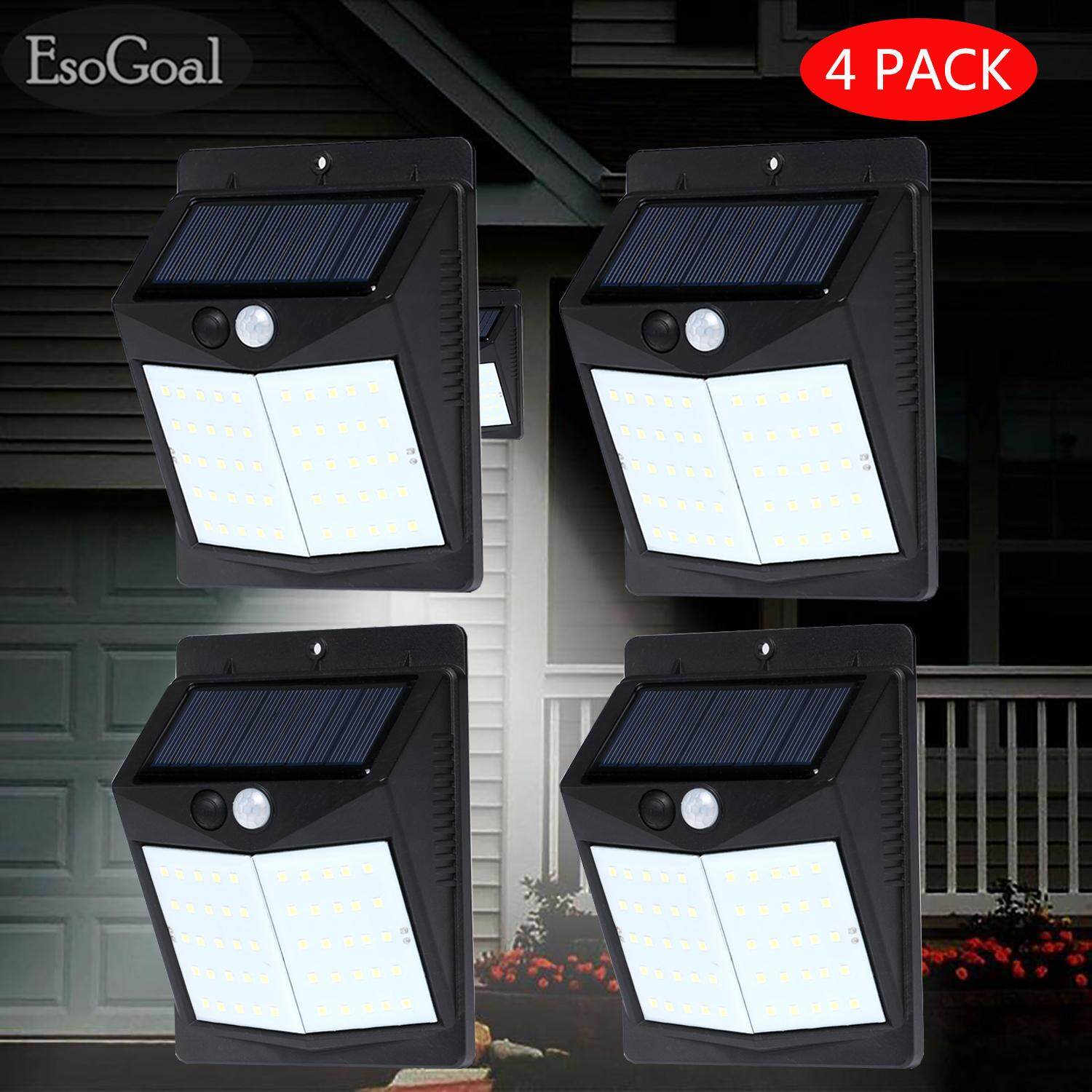 EsoGoal ĐÈN LED Chiếu Sáng Ngoài Trời Tường Năng Lượng Mặt Trời Ánh Sáng Chống Nước Chuyển Động Ánh Sáng Cảm Biến Không Dây Chạy Bằng Năng Lượng Mặt Trời Đèn Tường Bên Ngoài An Ninh Đèn Ngủ cho Driveway Sân Vườn Đường Đi (50 LED)