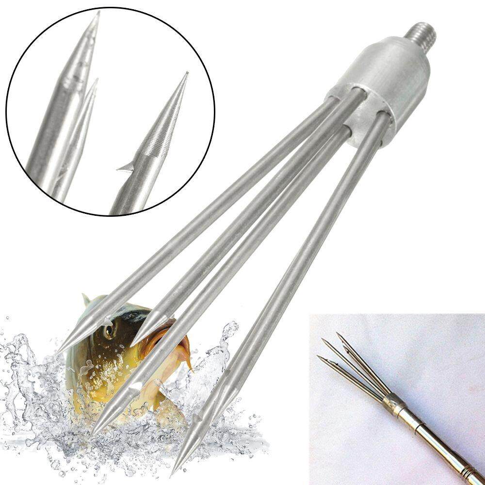 5-Prong Fishing Harpoon Fish Eel Salmon Barbed Stainless Spear Gig M8 Long Nut
