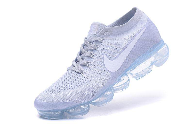 2018 Nike1 Air -VaporMax Flyknit1 Women's Running Sneaker Fashion Casual Sport Shoes(Grey/White)