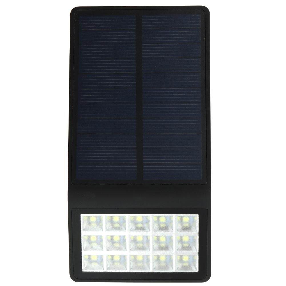 Solar Powered 15SMD LED 300LM Waterproof Outdoor Garden Wall Light Lamp(Black)