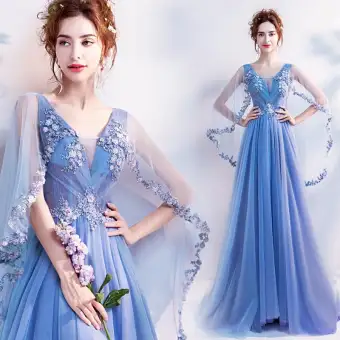 Gongzhubuluo Xian Vitality Bright Blue Bride Wedding Dress For Toast Dinner Annual General Meeting Formal 1857 Gongzhubuluo Xian Vitality Bright Blue Bride Wedding Dress For Toast Dinner Annual General Meeting Formal 1857