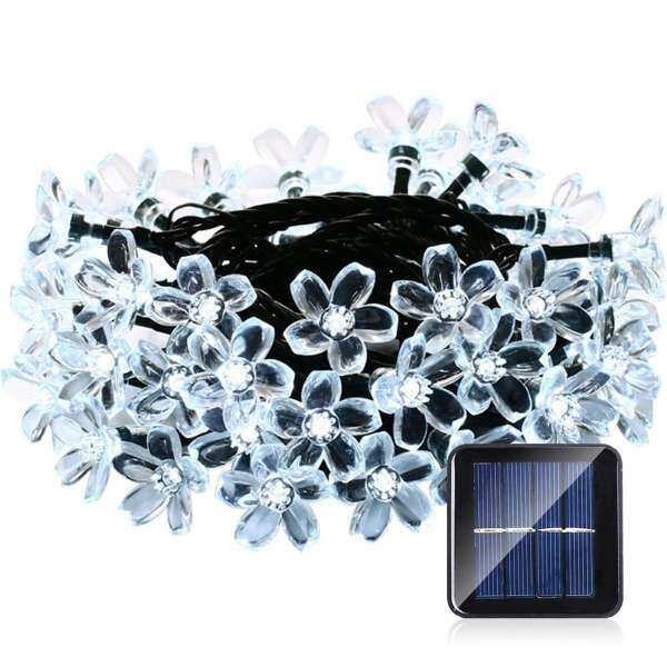 2PCS 30 LED Blossom Flower Solar Powered Garden Fairy String Lights Outdoor Lamp # Cold white