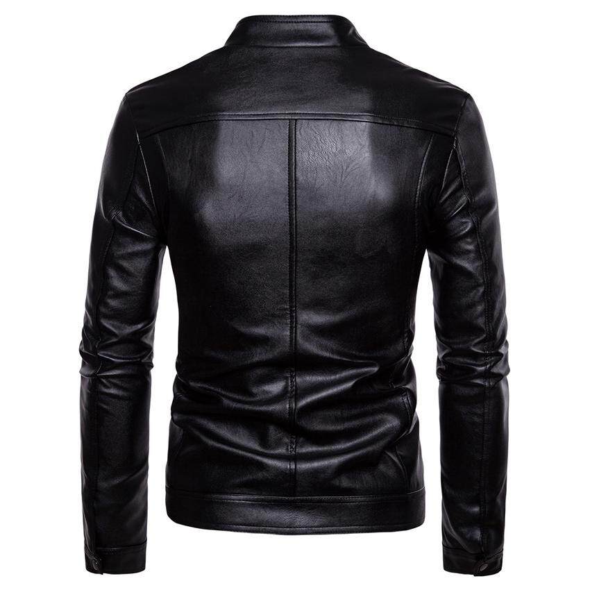 Autumn Men Solid Color Faux Leather Motorcycle Pu Jackets Details Of Autumn Men Solid Color Faux Leather Motorcycle Pu Jackets Leisure Outerwear