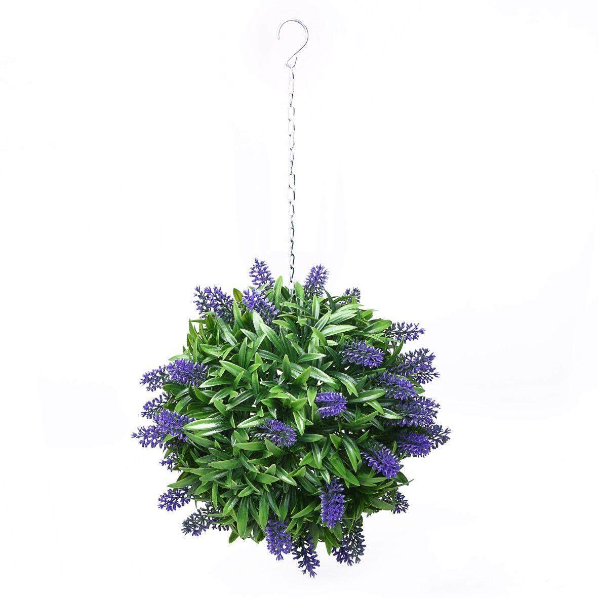 Artificial Purple Lavender Flower Ball Hanging Topiary Garden Basket Plant # 22CM - intl