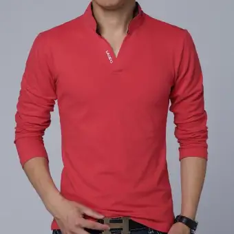 long sleeve cotton polo shirts for mens
