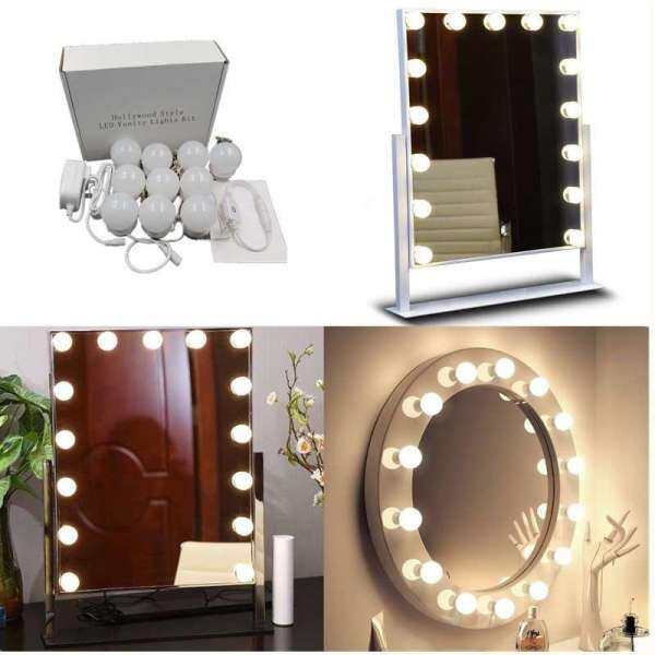 Oobest Hollywood Phong Cách 10 LED VANITY MIRROR Đèn Bộ với Mờ Bóng Đèn chiếu Sáng Dải cho Trang Điểm Vanity Bộ Bàn