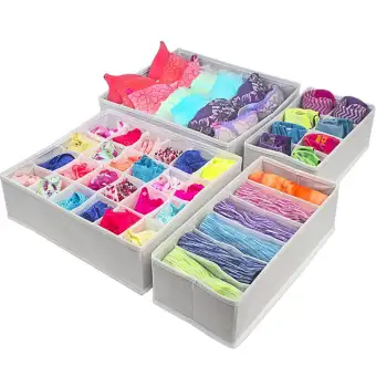 4 Pcs Non Woven Foldable Drawers Divider Storage Box Bins Case