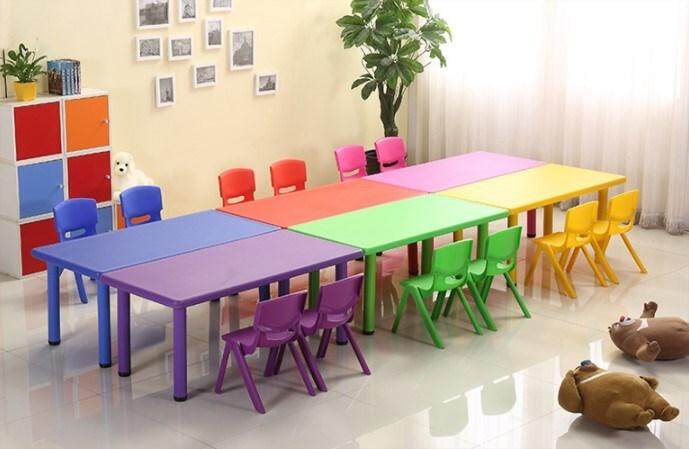 4 Kid Chairs 1 Kindergarten Long Study Table with Adjustable Table Height for Kid Children Nursery Colorful Rectangular Lazada