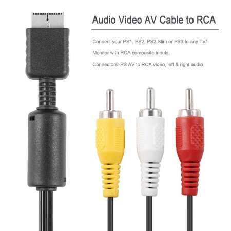 OSMAN สีดำ 6 ฟุตเสียงวิดีโอสื่อโสตทัศน์สาย RCA สำหรับ PlayStation PS/PS2/PS3 - INTL