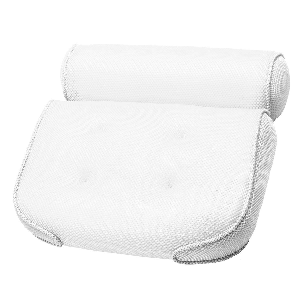 Breathable 3D Mesh Spa Bath Pillow with 4 Suction Cups, Neck & Back Support - intl