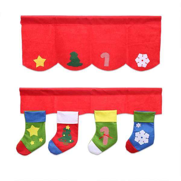 Aukey Storel 2Pcs/Set Christmas Stockings Xmas Curtains Home Windows Pennant Decors Supplies