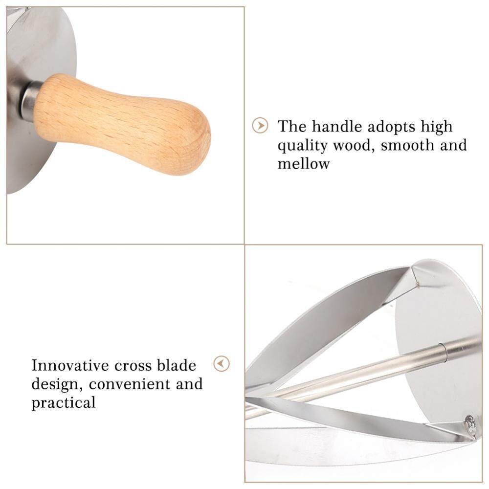 Stainless Steel Croissant Rolling Cutter Bread Dough Pastry Making Tool with Wooden Handle - intl