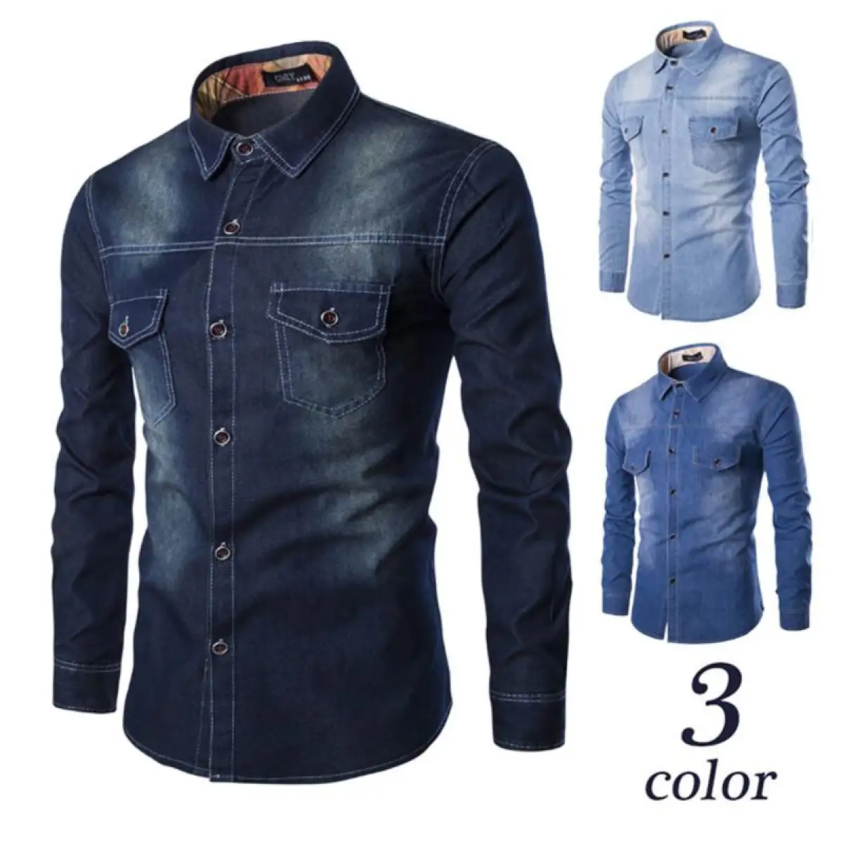 slim fit denim shirt mens