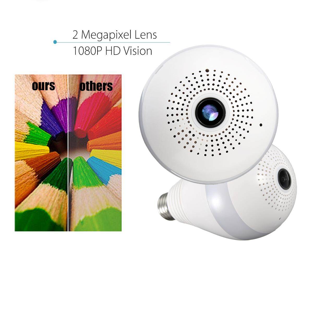 360° 1080P IR Panoramic Camera Adjustable Light Bulb Wifi FishEye CCTV Security