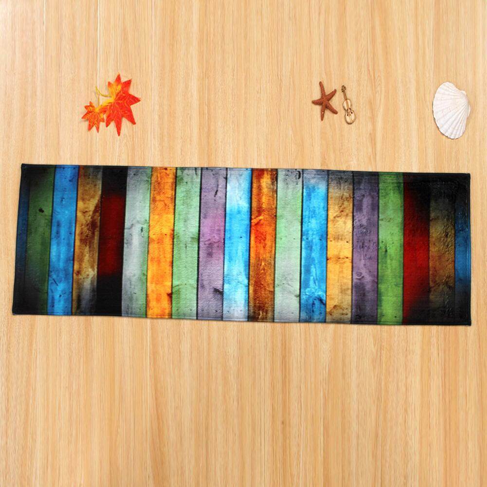 Colorful Wooden Board Non Slip Water Absorbent Bath Mat Carpet Door Rug Pad