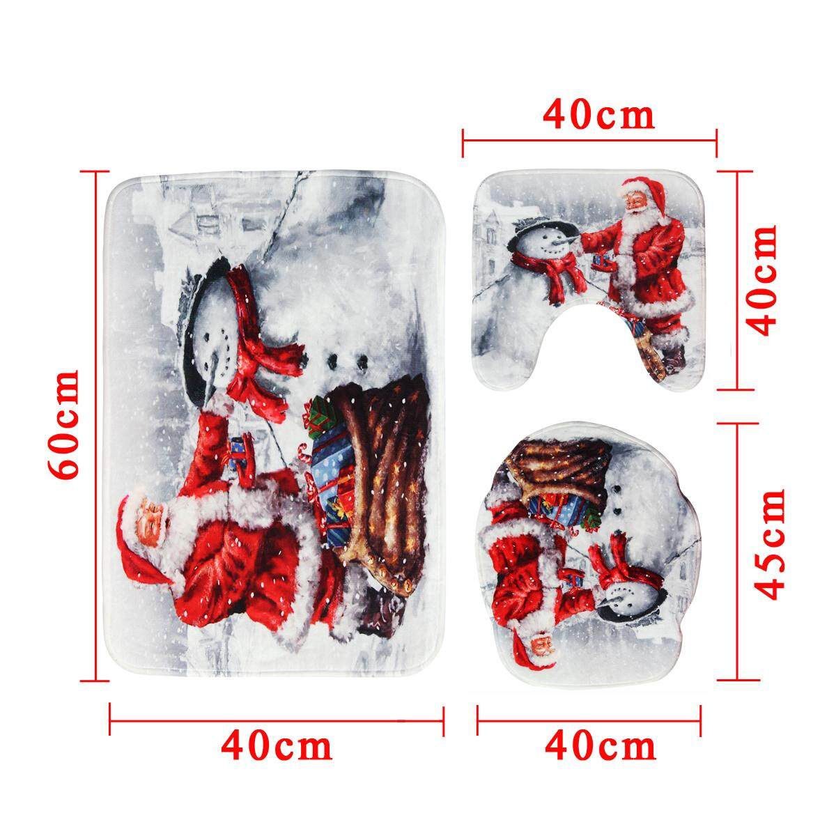 3 cái/bộ chống Trơn Trượt Nhà Tắm Nắp Bồn cầu Ông Già Noel Hoa Văn Thảm Nhà Tắm Miếng Lót