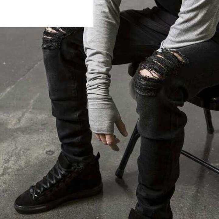 black designer ripped jeans mens